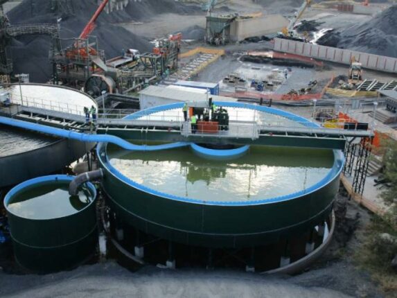 A view of a thickener installed at the mining site